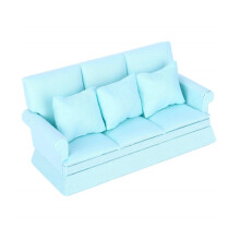 Schlafzimmer-Dreisitzer-Sofa, helles Sofa, Miniaturmöbelmodell, Puppenhaus-Couch-Zubehör, realistisches Spielset 1:12