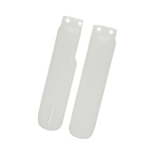 Par de protectores de horquilla delantera de plástico para motos de cross de 125 cc a 250 cc. Disponibles en negro o blanco.
