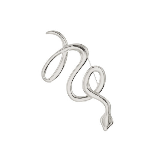Broche de cobra dourada em aço, 6,8 x 3,2 cm