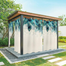 Cortinas externas Ombre 54x108 polegadas, impermeáveis, com degradê de penas verdes e ilhós, para privacidade em pátios, varandas, gazebos e