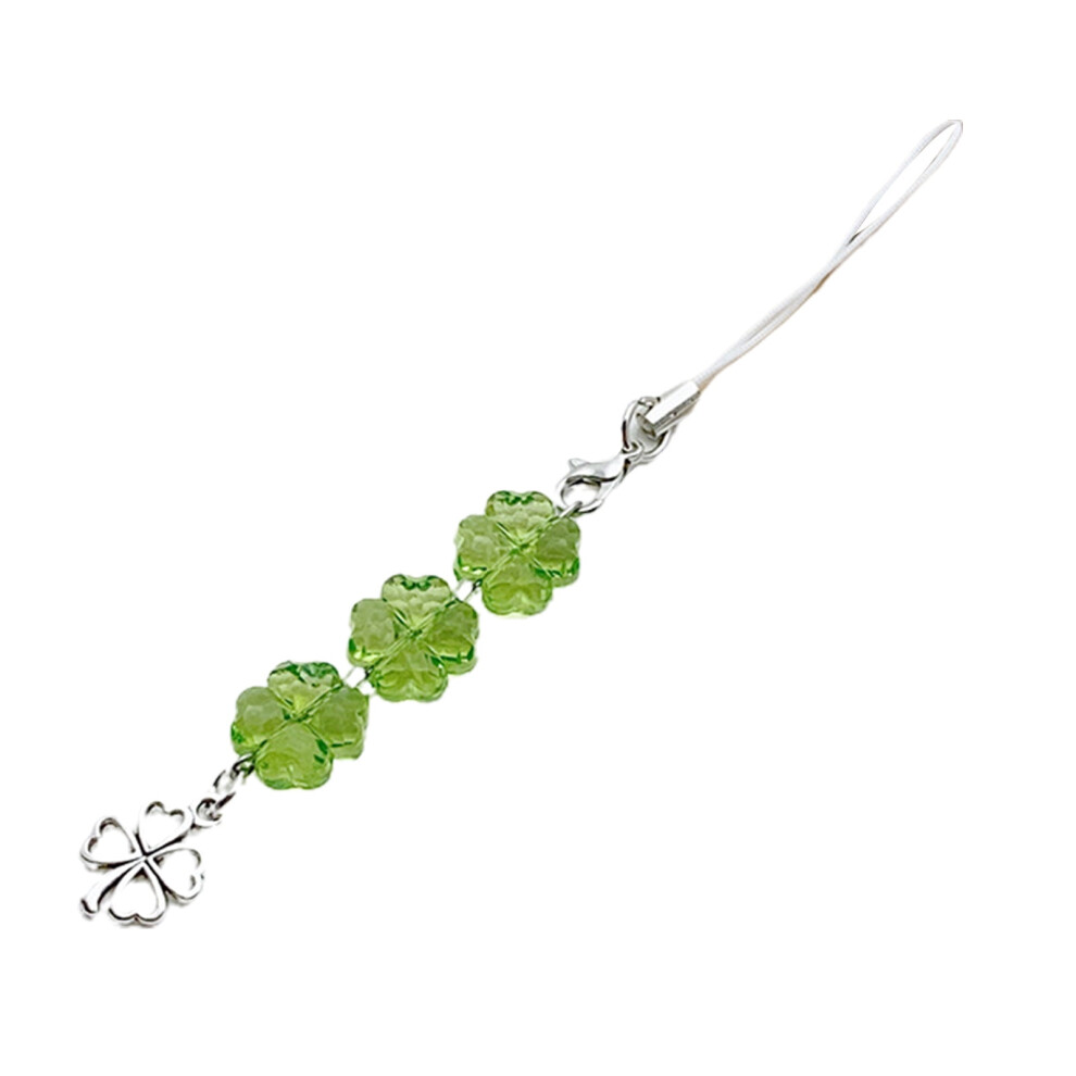 Four Clovers/Tulips Beaded Phone Charm Colorful Bead Keyring Pendant Multipurpose Acrylic Keychain For Women 9551475047317