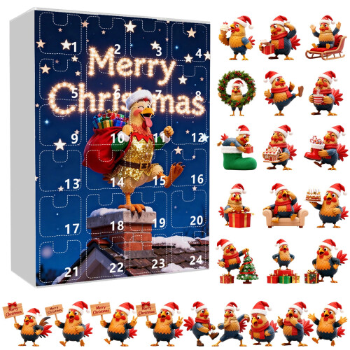 Musical Christmas Advent Calendar Rooster Theme 24 Boxes