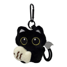 Porte-clés chat noir avec aile fantomatique, peluche douce, adorable, accessoire cadeau pour Noël et Halloween