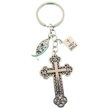 Porte-clés Croix Chrétienne, Porte-clés Inspirants, Verset Biblique, Jésus, Cadeaux de Foi et de Baptême pour Elle et Lui.