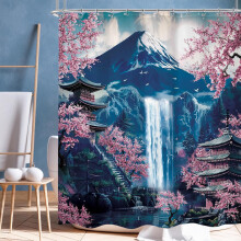 Roztomilý sprchový závěs v šalvějově zelené barvě s květinami, motýly a listy – botanický vzor pro ženy/dívky, 152 x 183 cm, háčky