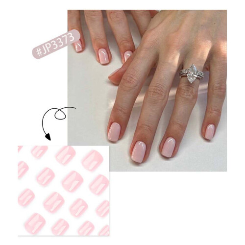 Oferta de uñas postizas cortas con pegamento reutilizable - 12 tamaños, 2 ml