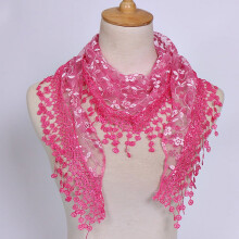 AWZXDE Leichter Spitzen-Quastenschal für Damen – Transparenter Schal mit Blumenmuster und eleganten Quasten in Pink