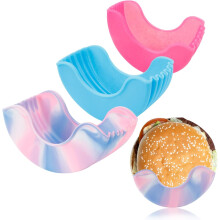 4Pcs Retractable Burger Holders, Adjustable & Reusable Silicone Hamburger Clips for Adults & Kids (Camo), Compatible with Standard Burger Boxes
