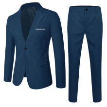 Set costum solid slim fit pentru copii, cu jachetă cu decolteu adânc în V și