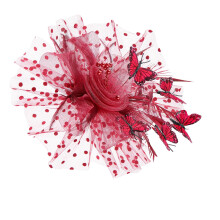 Fascia per capelli da sposa con perle finte e farfalla