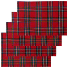 4 kpl pöytäliinoja, jouluisia pöytätabletteja, pehmeitä skotlantilaisia tartan-ruutukuvioisia lautasliinoja, koristeellisia keittiön