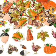 Thanksgiving-Ohrring-Anhänger aus Goldlegierung, 56 Stück, 14 verschiedene Designs
