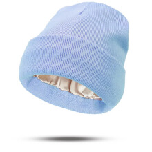 Winter Beanie Satin-Lined Unisex Warm Hat Blue