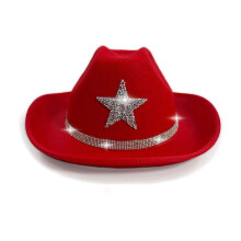 Barn Cowboyhatt Glittrig Stjärnröd