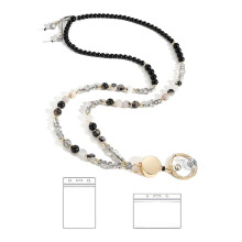 Lanière en perles de pierre naturelle pour badge, carte, clés