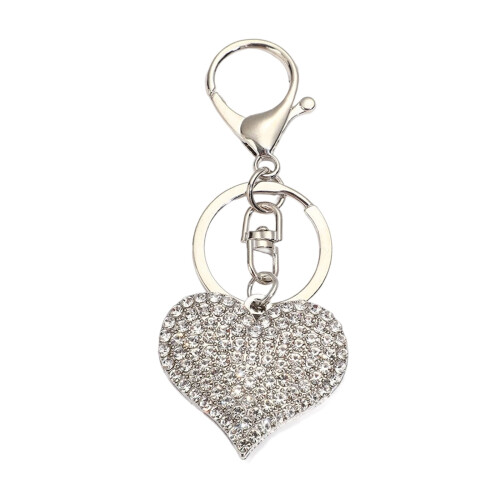 Rhinestone Peach Heart Nøglering Legering Vedhæng