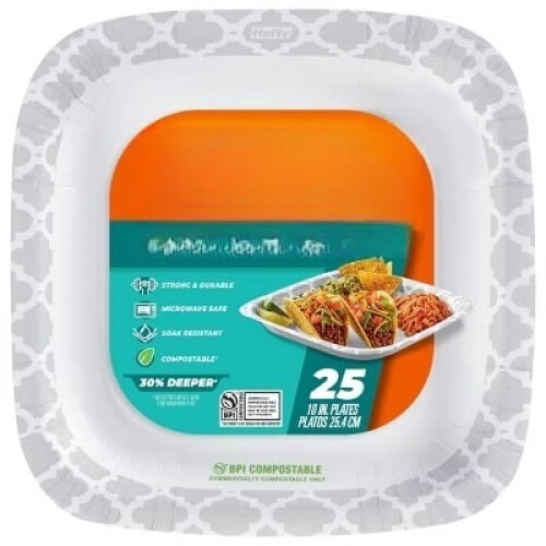 Hefty Extra Deep Τετράγωνα Πιάτα Μίας Χρήσης 10" - 25 τεμάχια