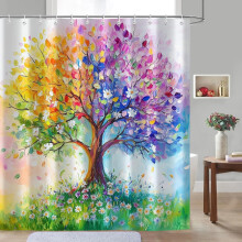 Modrohnědý sprchový závěs ve venkovském stylu, rustikální design s dřevěnými prkny, vodotěsný, 60x72 palců, s háčky