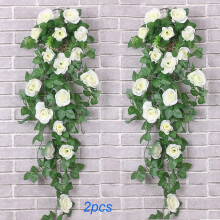 Buquês de flores artificiais brancas que não exigem manutenção, rosas de plástico à prova de ferrugem para decoração de varandas, pátios e