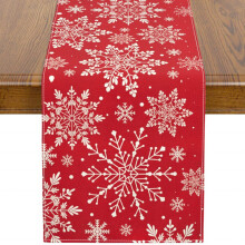 Caminho de mesa natalino 33x183cm, estampa de flocos de neve para cozinha, sala de jantar e decoração de casa – Combina com a decoração de