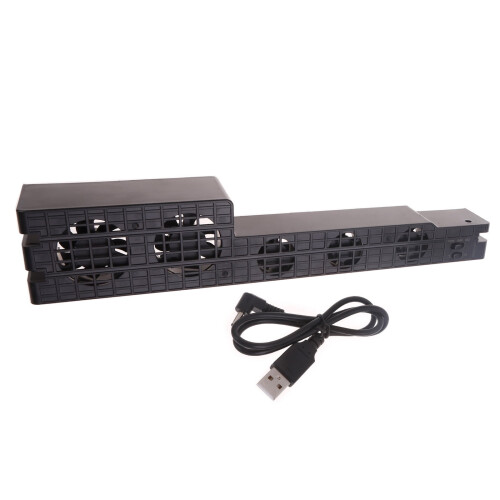 Ventola di raffreddamento esterna USB Super-Turbo con controllo della temperatura per console di gioco e supporto verticale.