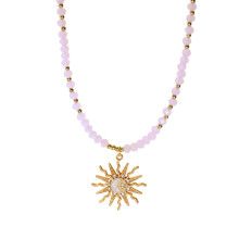 Collana moderna bohémien con cristalli, leggera, ideale per l'uso quotidiano, con perline acriliche decorative.