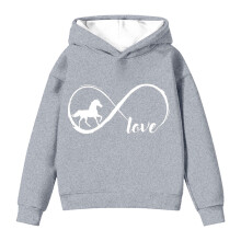 Moletom com capuz para meninas, estampa fofa de cavalinho de desenho animado, pulôver macio para crianças, blusa casual leve e aconchegante para a