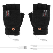 AWZXDE Warme Touchscreen-Handschuhe mit Klappschutz, USB-Ladefunktion, Winterhandschuhe für Damen und Herren, Outdoor-Einsatz, Schwarz