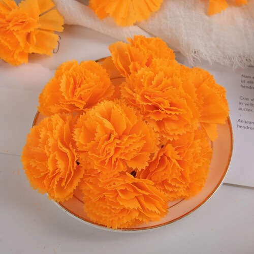Pacote com 1 unidade de cabeças de flores de calêndula de seda, 2,36 x 1,57 polegadas, para Diwali, festivais indianos, guirlandas DIY e
