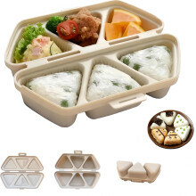 Pekkaxy 6-in-1 Onigiri Mold, Triangle Sushi Maker, Foldable & Non-Stick, Easy Clean, Ideal for Picnics – Compatible with Home Use