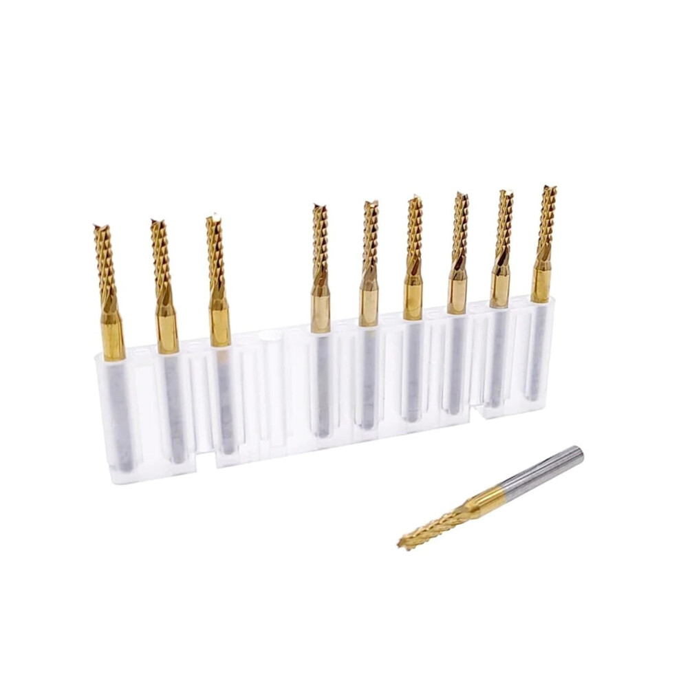 10Pcs 0.6-3.175Mm Pcb Machine Engraving Bit End Mill Milling Cutter For Metal Carbide Corn Set 3. Shank 9327961642201