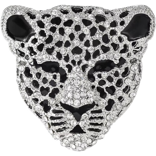 Broche léopard unisexe en alliage et strass