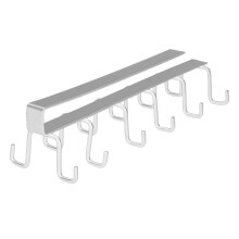 1PC Under-Shelf Hooks Mug Holder Rack, 12 Hooks, No-Drill, Space-Saving Kitchen Organizer for Cups/Pots/Pans, White, Compatible with Standard Shelves