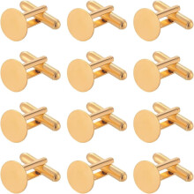 Gold Round Cufflinks 12mm Alloy Brass 20pcs