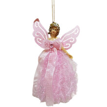 Pekkaxy kerstboomhangerpop – Zilveren engelornament met vleugels, handgemaakte veelkleurige kerstdecoratie