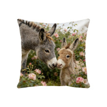 Vintage kussenhoes met dierenprint (45x45 cm) – Rustiek bloemenpatroon voor bank, bed, woonkamer, slaapkamer, binnen/buiten – Compatibel met D