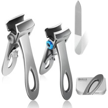 Hochleistungs-Nagelknipser für dicke Zehennägel – Set mit gebogenen und geraden Klingen, silberfarben, kompatibel mit Standard-Nagelknipsern