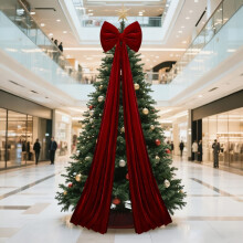 Große weinrote Samtschleife für Weihnachtsbaumschmuck, übergroßer Fensteranhänger für festliche Weihnachtsstimmung