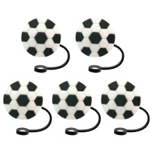 5 Silikon-Sportstrohhalm-Überzüge (Basketball/Football/Baseball) für 8-10 mm Strohhalme – Wiederverwendbare Spitzen, Partygeschenke, Kompatibel