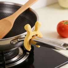 Silicone Pot Handle Spatula Rack, Cutlery Holder Clip, Steam Releaser & Anti-Scalding Utensil Clip for Cooking (Yellow)
