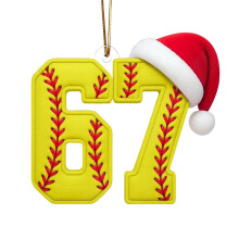 Individuell gestaltete Six Seven67Sport-Weihnachtsdekoration – lustige Fußball-, Baseball-, Volleyball- und Basketball-Hängedekoration –