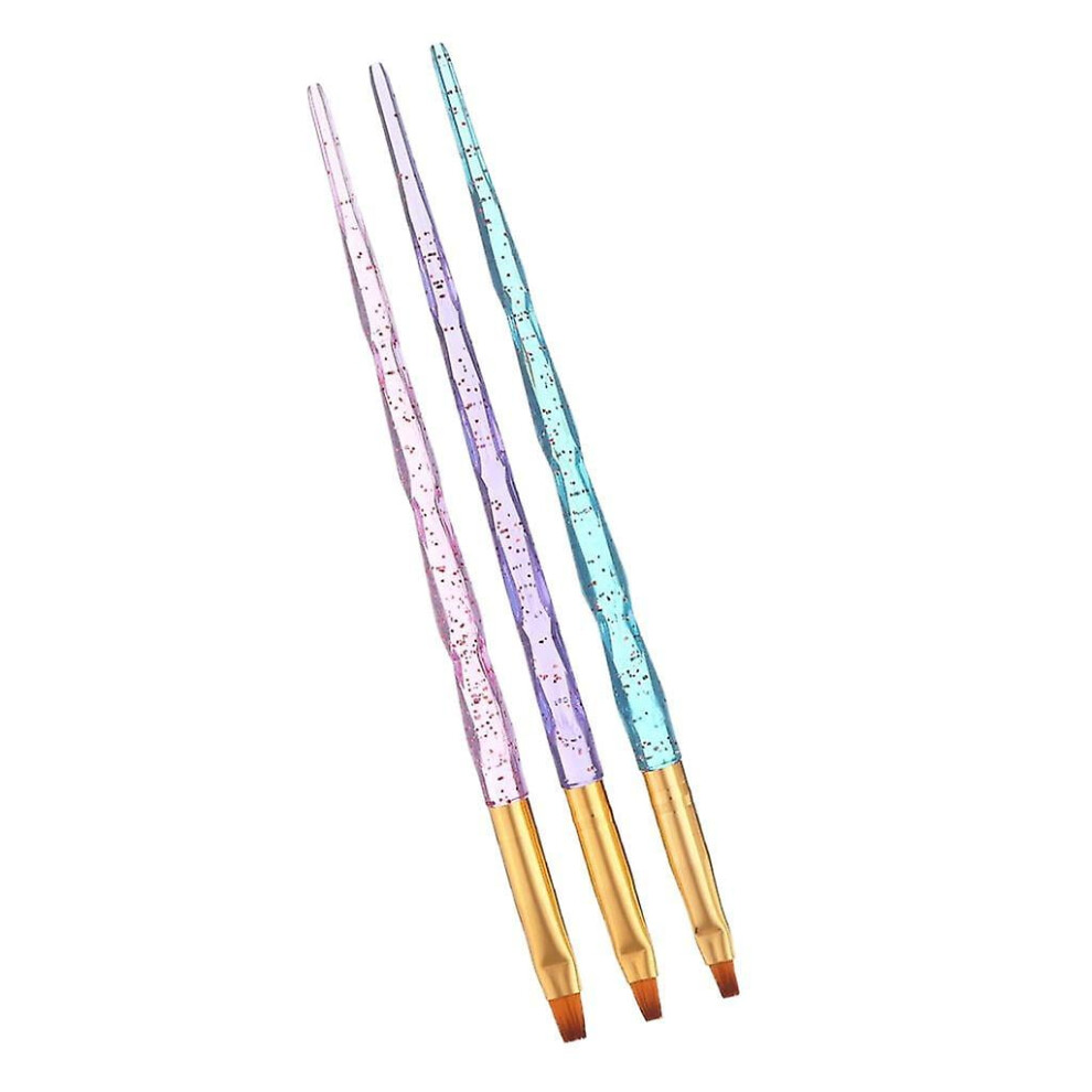 3pcs Flat Uv Gel Brushes Picker Nail Art Diy Acrylic Brush Manicure Tools