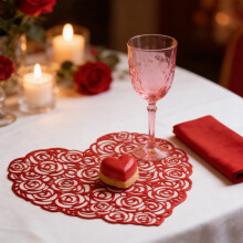 2er-Set herzförmige Tischsets zum Valentinstag, wasserfest und hitzebeständig, ideal für romantische Dinnerpartys