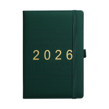 Agenda journalier 2026, une page par jour, avec calendrier hebdomadaire/mensuel, listes, couverture en cuir PU, fermeture élastique et onglets