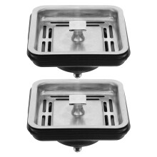 Silver Stainless Steel Kitchen Sink Drain Strainer with Rubber Waste Plug for Home Use 2pcs