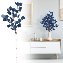 Eucalyptus Leaves Simulate Branch Blue Fake Flowers, 1 Artificial Flower Fake Flowers Small(Abs, One Size)