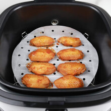 Air Fryer Liners - 7" 8.5" 9"10" Parchment Paper Bamboo Steamer liners Perforated Anti-stick Waterproof 100% Pure Raw Wood Pulp