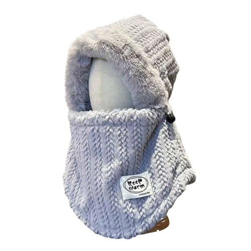 Strickmütze und Schal für Damen – Grau, Einheitsgröße