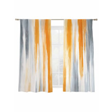 Grey sheer curtains orange mottled texture 2 panels 52x63
