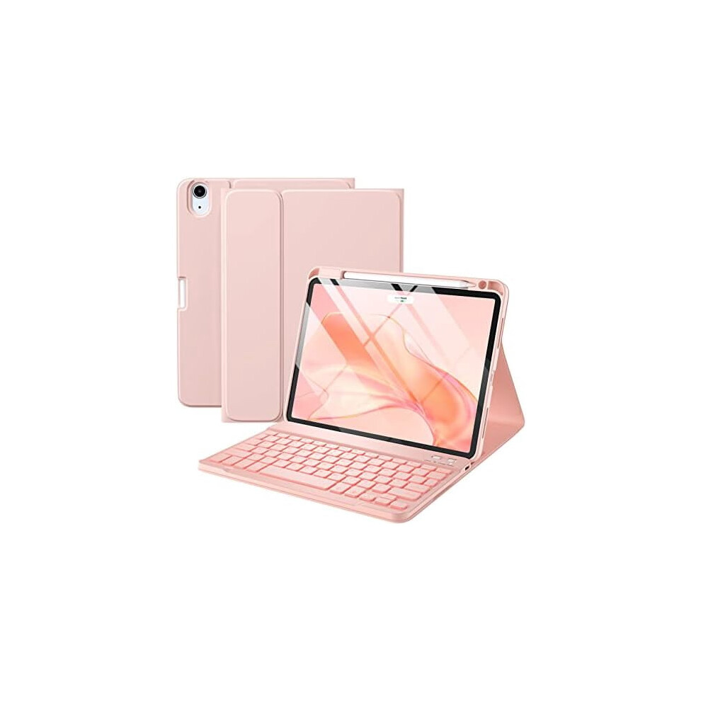 Compatible With Ipad Air 11-Inch (M3/M2 2025/2024, 5Th/4Th Gen) Case With Backlit Detachable Keyboard, Folio Cover & Pencil Holder (Pink) Pink 9357860037112